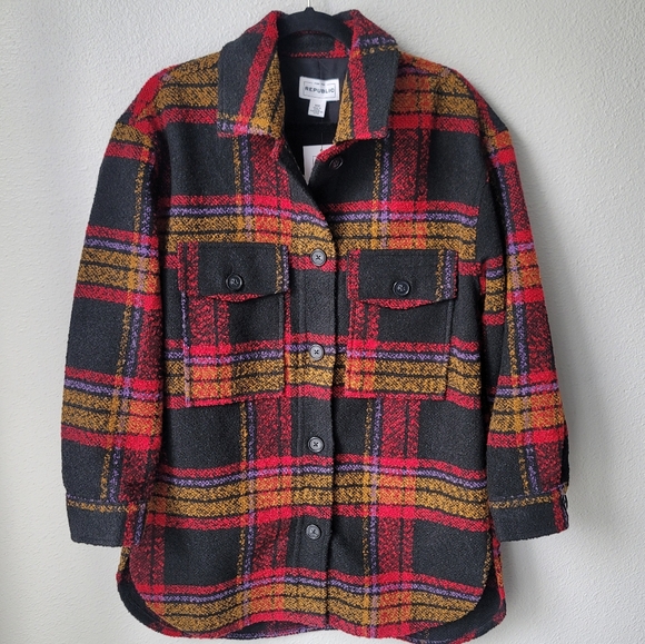 For The Republic Jackets & Blazers - NWT For the Republic Boucle Plaid Jacket, Size Medium, Color Black Plaid